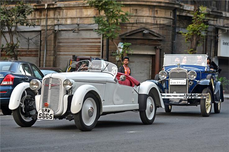 The 1936 Adler Trumpf Junior (white) won Most Unique/Rare car award.