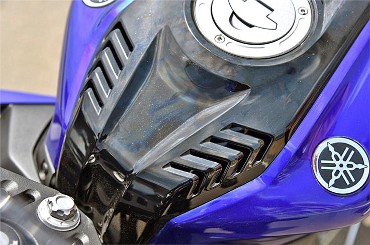 Gills on the tank are inspired by the bigger  R1.