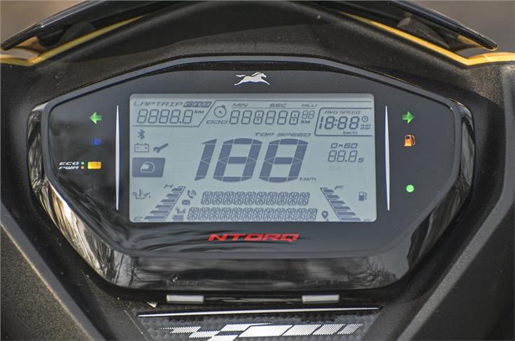 Ntorq's digital instrument cluster is packed to the gills with features - some a bit gimmicky. 