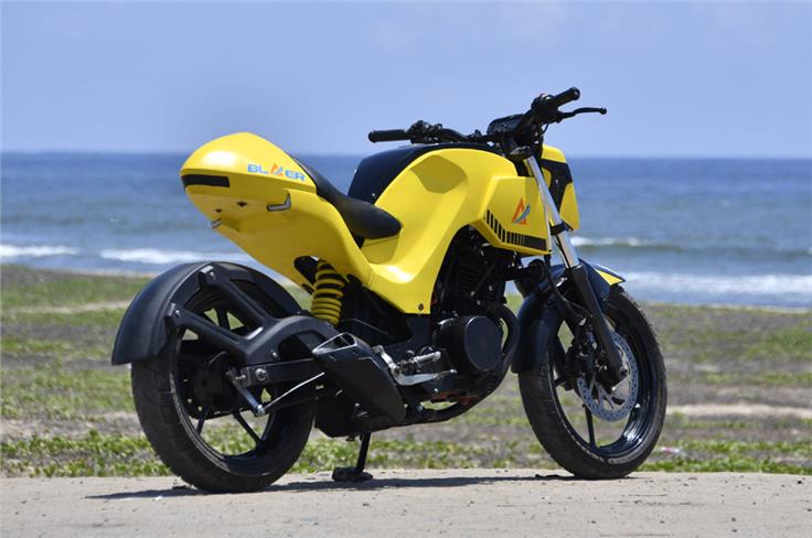 Based on the Yamaha FZ, but, looks more funky than the donor bike.