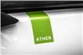 Minimalist branding adds to the Ather 450's clean design. 