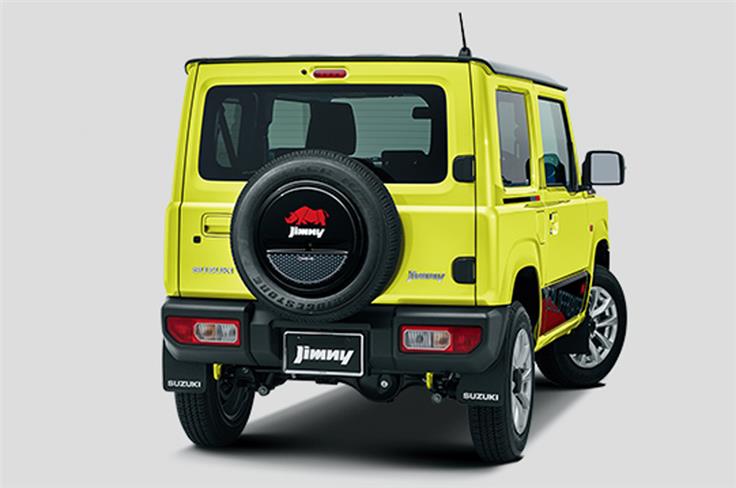 The Jimny 'Off-road Style' features a different decal on the sides and spare tyre mount and a blacked-out roof. 