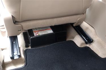 Lithium-ion battery pack under the front passenger seat that runs start-stop and torque assist functions.