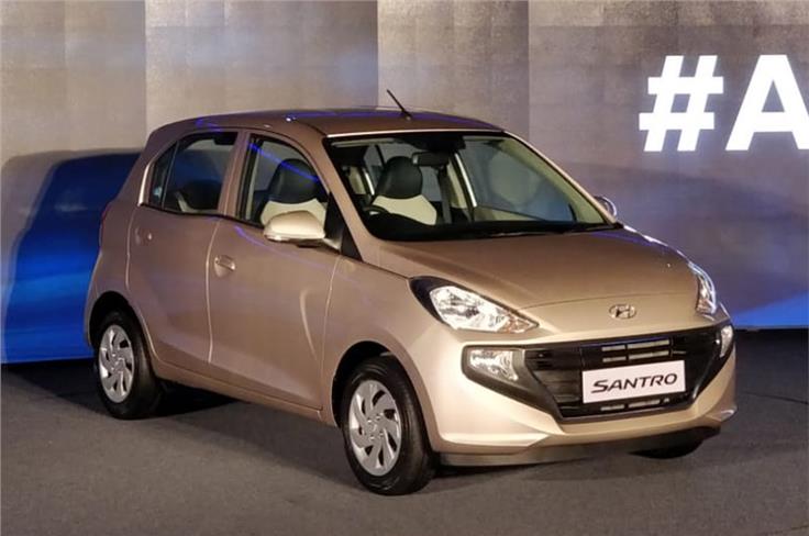 The new Santro sports a tweaked Cascading grille seen on other Hyundais.
