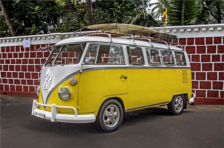 Ryan Oberoi&#8217;s 1967 split-window Bus &#8211; finished in yellow - was a hit with the crowds.