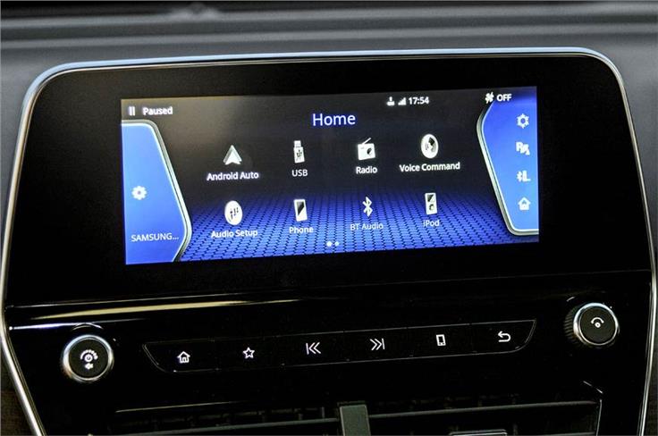 The 8.8-inch touchscreen infotainment system sits on the premium-looking dual-tone dashboard.