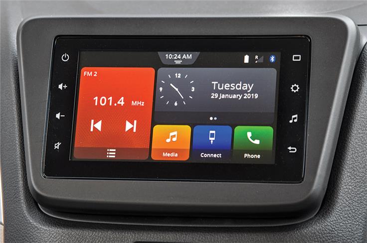 Touchscreen is a first for the Wagon R. Maruti's new Smartplay Studio system works well. 