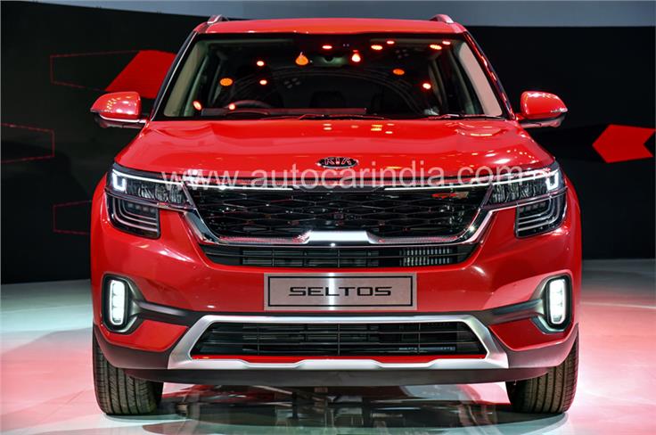 The Seltos features Kia's signature 'Tiger Nose' front grille. 