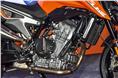 The 799cc parallel-twin on the 790 Duke makes 105hp and 87Nm.