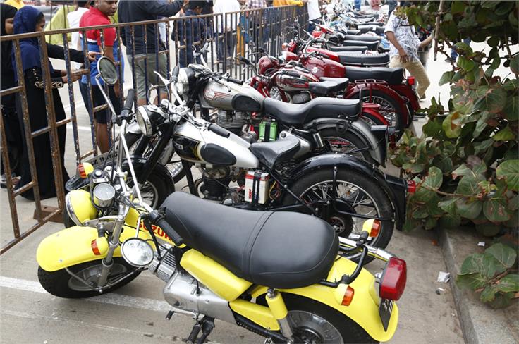 The bikes on display at the beach.