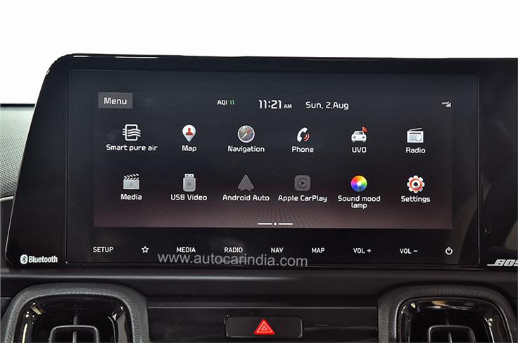 The 10.25-inch touchscreen comes with in-built navigation, Kia&#8217;s Uvo connectivity suite and more.