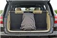 Luggage space is reasonable. Powered rear seats fold flat.  