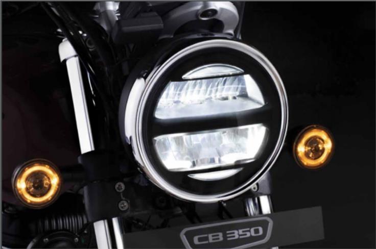 The H'ness CB350 uses an LED headlight.