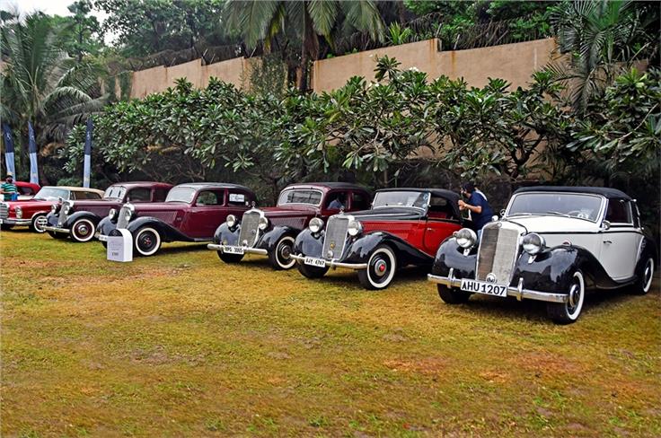 The entire Mercedes 170 V range, along with an extremely rare 170 Roadster (extreme right), was on display. 