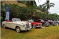 Mistry family&#8217;s 220S Cabriolet (left) next to Viveck Goenka&#8217;s W111 Fintail Cabriolet.