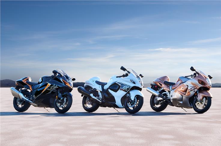 The new Suzuki Hayabusa will be available in three colour schemes.