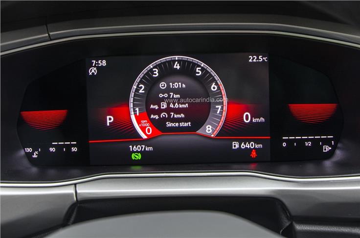 8.0-inch digital instrument cluster available with the Taigun GT automatic.