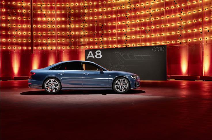Audi A8L facelift side profile.