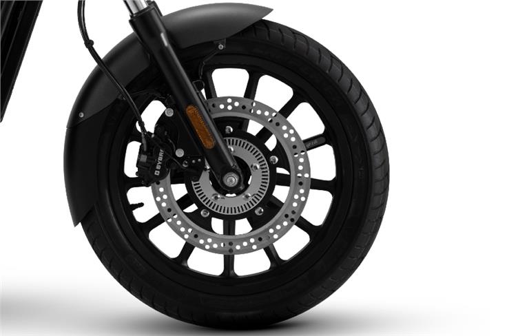 The Roadster is the only bike in the Yezdi lineup to get alloy wheels.