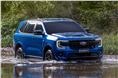 2022 Ford Everest wading through water right side view.