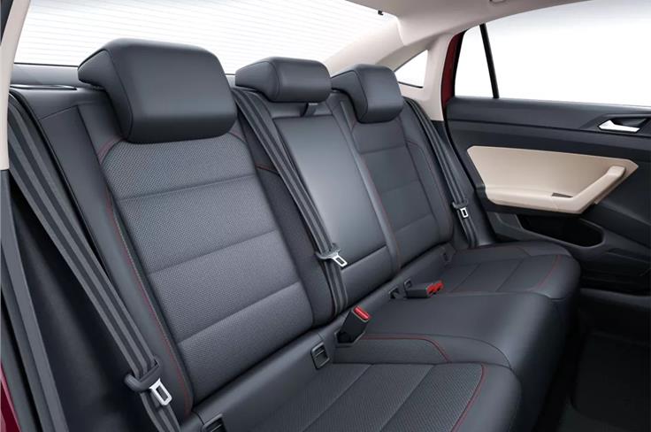 The rear seat on the 2022 VW Virtus.