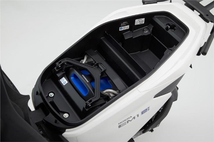 The Honda Mobile Power Pack sits neatly under the seat with some room for little luggage. 