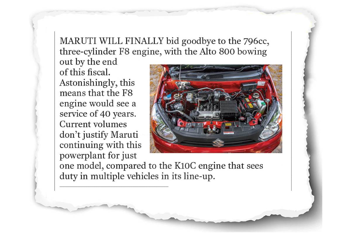 Maruti Suzuki Alto’s 796cc F8D three cylinder petrol engine to be axed in 2023