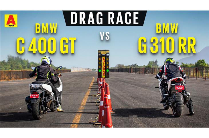 BMW C 400 GT vs BMW G 310 RR drag race video