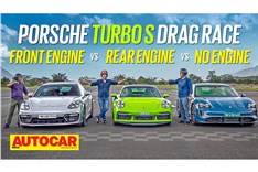 Porsche Taycan Turbo S vs Panamera Turbo S vs 911 Turbo S drag race video