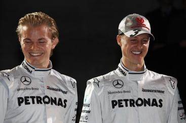 Schumi at Mercedes GP livery unveiling