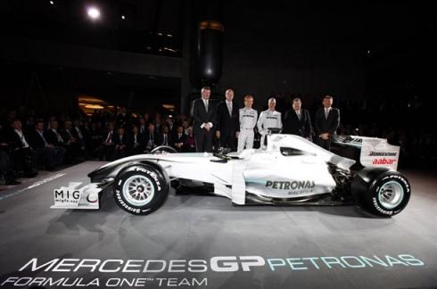 Schumi at Mercedes GP livery unveiling