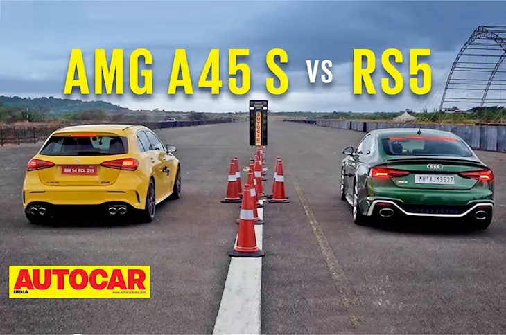 Mercedes-AMG A45 S vs Audi RS5 Sportback drag race video