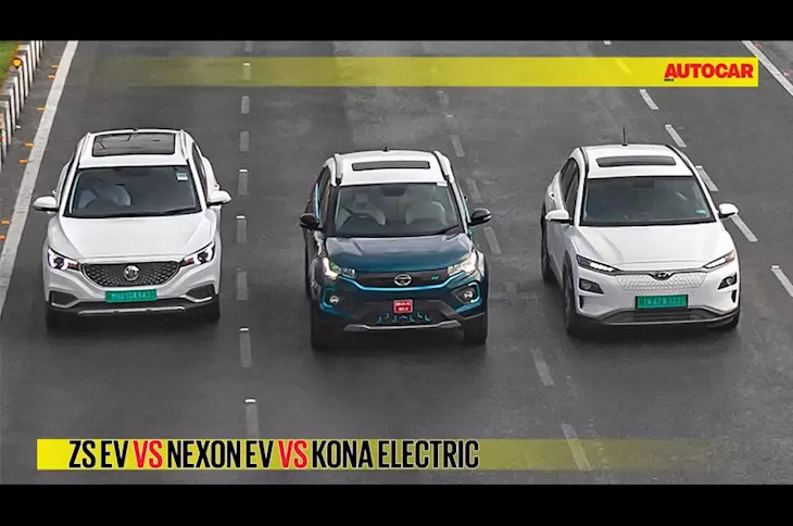 MG ZS EV vs Tata Nexon EV vs Hyundai Kona Electric comparison video