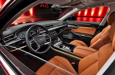 Audi A8L facelift interior front view.