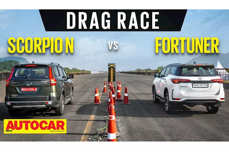 Mahindra Scorpio N vs Toyota Fortuner drag race 