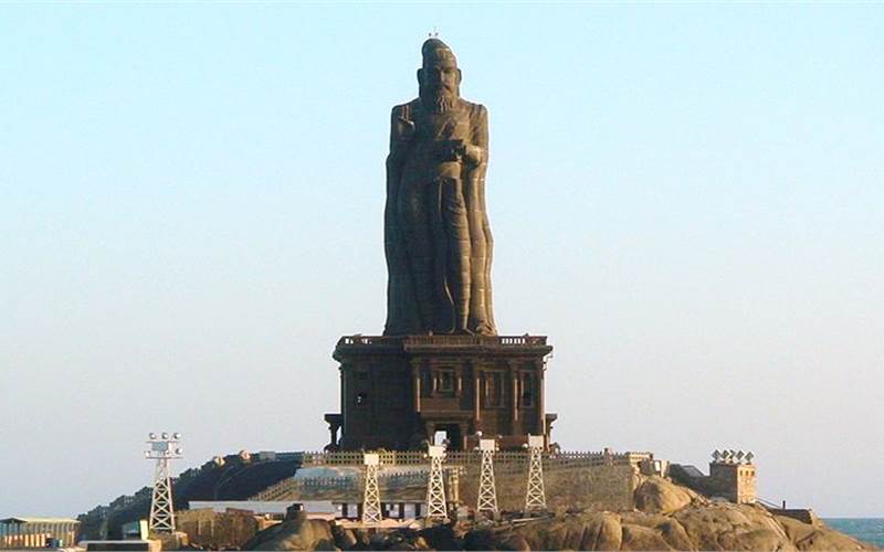 133 feet Thiruvalluvar statue in Kanyakumari Credits: By Docku (Own work) CC BY-SA 3.0 Wikimedia Commons