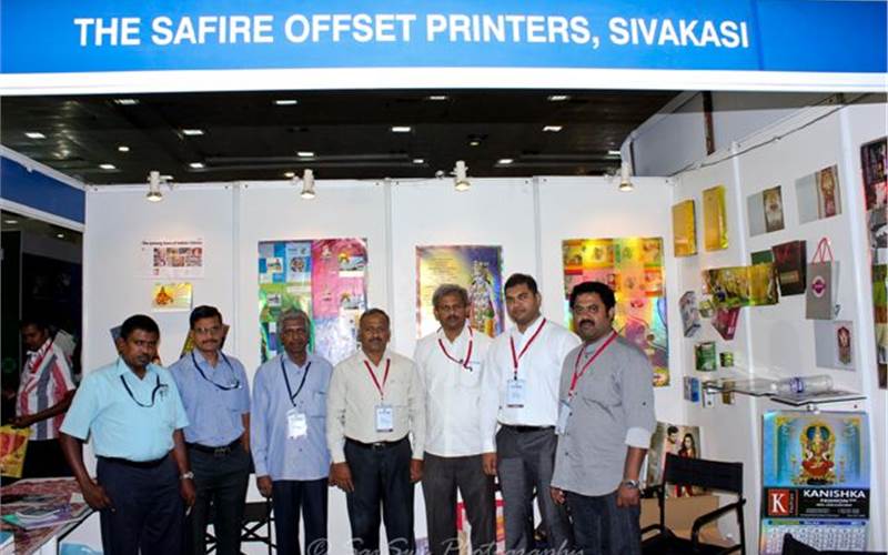 Sivakasi-based, Safire Offset Printer displayed print samples ranging from film posters (pioneers in this since 1985), wedding cards, calendars ad UV offset packaging products