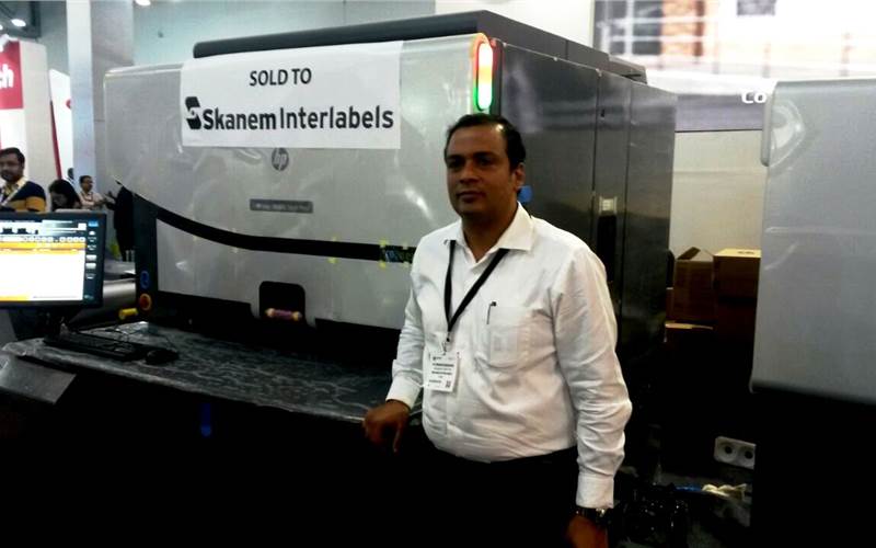 H Venkataraman, managing director, Skanem Interlabels with the HP Indigo WS 6800 at the HP stall