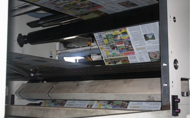 A closer view of the printing press during production. The Mitsubishi press prints around 1.9 lakh copies of English daily - The Hindu, business daily - Business Line and the Tamil daily - Hindu Tamil