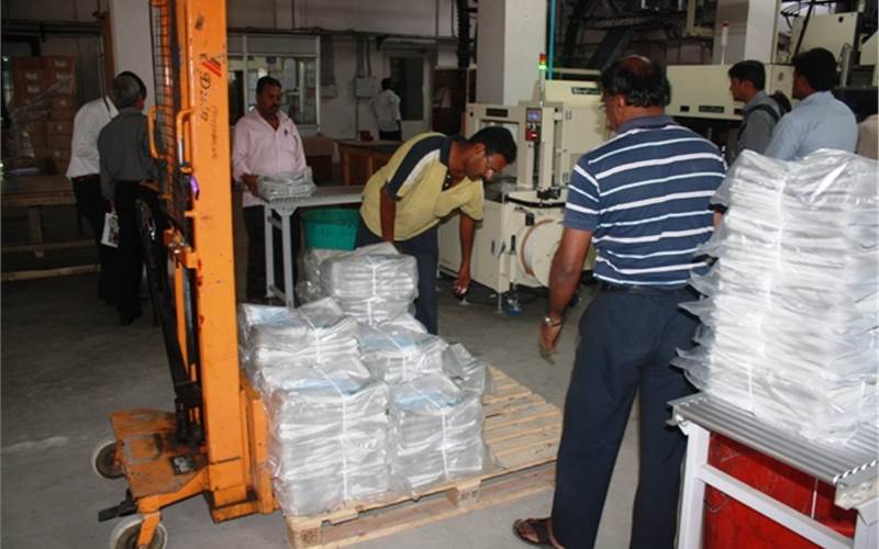 The packed bundles going through a final round of manual count-and-check before dispatch. The Hindu and Business Line are distributed in Bengaluru and near by areas, whereas, the Hindu Tamil is distributed in Tamil Nadu