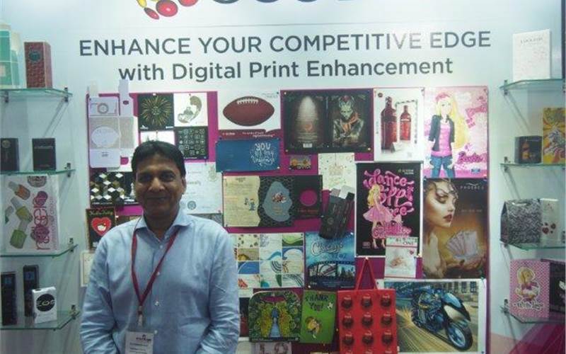 “The good thing to happen in Drupa for us in terms of Scodix is it becoming mainstream. A host of commercial and packaging printers have signed up with us and the order books quickly filled. Incidentally, it will be P M Digitals once again who will be the first in India to install Scodix Ultra in September,” said T P Jain, managing director of Monotech who is seen posing in front of Scodix sample gallery