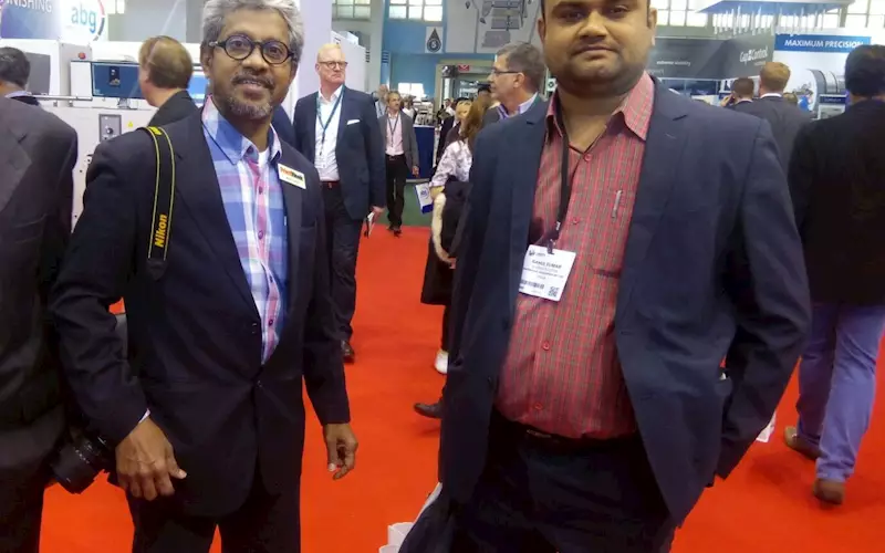 Noel D&#8217;Cunha and Rahul Kumar of PrintWeek India at the Labelexpo show