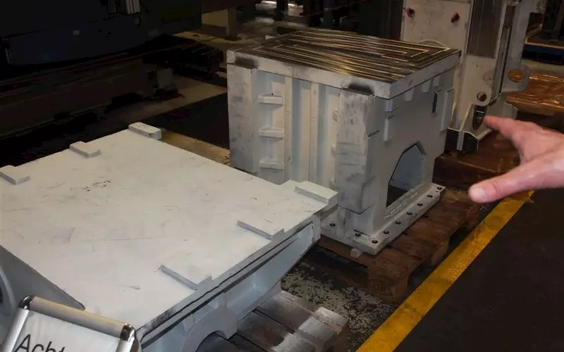 Kama sources cast iron blocks from its suppliers, which makes up the 2500 pound body of the Kama machine. Mechanical parts of gear boxes for die-cutters and cutting tables are made in-house