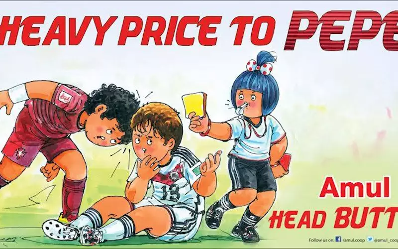 The headbutt struck again in Brasil. Protugal's Pepe had a moment of madness, here is Amul's take.
