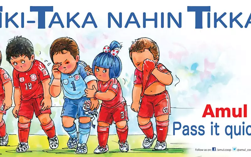 Holders Spain were unceremoniously dumped out of the World Cup. Amul took the opportunity to take a dig at their footballing philosophy