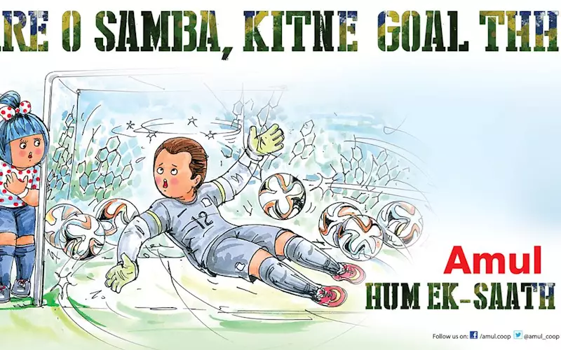 Every Brasilian's worst nightmare came true during the first semi-final when a ruthless German juggernaut thrashed the home team 1-7. Amul add a fun twist to the Brasilian debacle