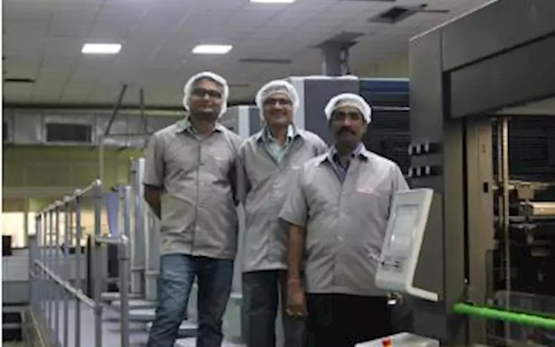 (from l-r) Jeevan, production manager, Salvi, DGM, K K Sharma, operations head &#8211; Chakan Plant, Pune