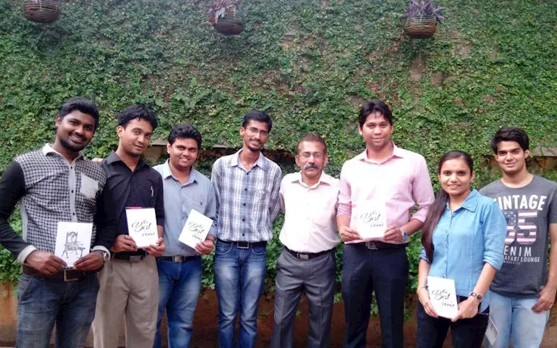 The <i>PrintWeek India</i> team with Vincent Francis of Jak Printers in the centre