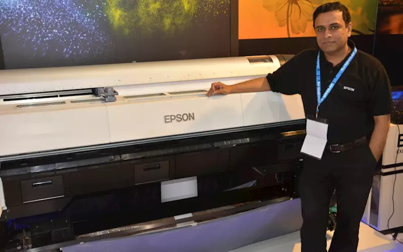 Epson's Vasudevan with the global launch of Epson SureColor-P20070 at CEIF