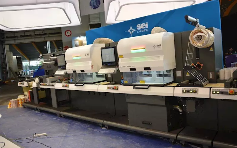 A two tower four lasers die-cutting machine from SEI Laser for efficient production of labels